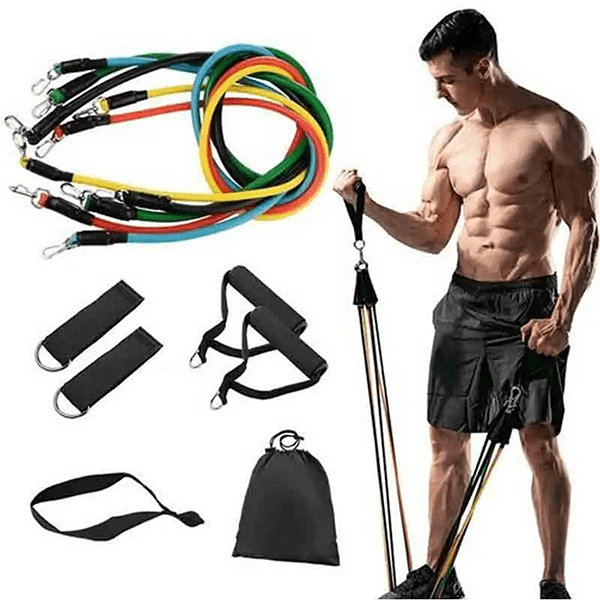 Resistance Band Set with Handles, Door Anchor & Ankle Straps | 5 Level Home Gym Resistance Tubes
