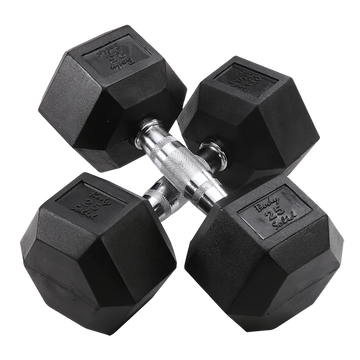 Rubber Hex Dumbbell | Commercial Grade Free Weight for Home & Gym Strength Training