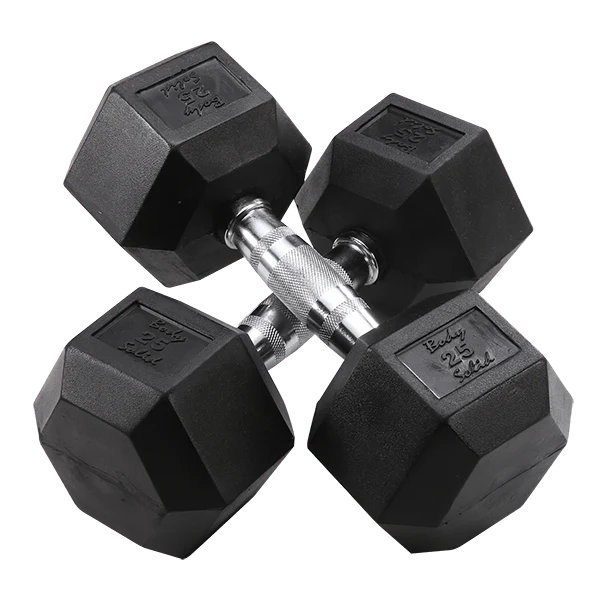 Rubber Hex Dumbbell | Commercial Grade Free Weight for Home & Gym Strength Training