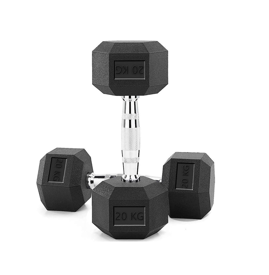 Rubber Hex Dumbbell | Commercial Grade Free Weight for Home & Gym Strength Training