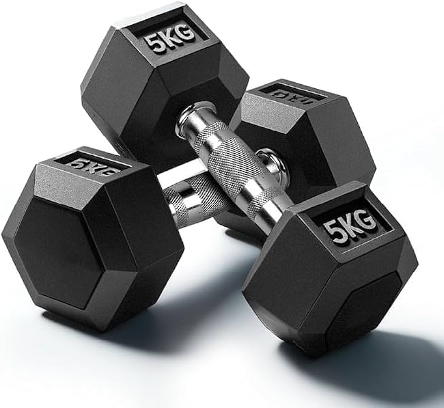 Rubber Hex Dumbbell | Commercial Grade Free Weight for Home & Gym Strength Training