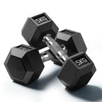Rubber Hex Dumbbell | Commercial Grade Free Weight for Home & Gym Strength Training