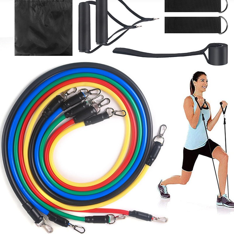 Resistance Band Set with Handles, Door Anchor & Ankle Straps | 5 Level Home Gym Resistance Tubes