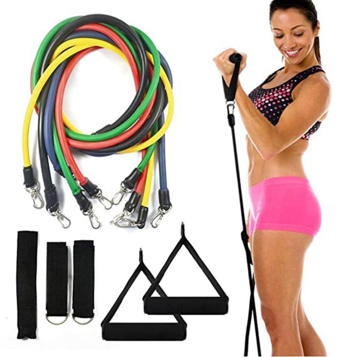 Resistance Band Set with Handles, Door Anchor & Ankle Straps | 5 Level Home Gym Resistance Tubes