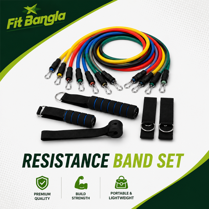 Resistance Band Set with Handles, Door Anchor & Ankle Straps | 5 Level Home Gym Resistance Tubes