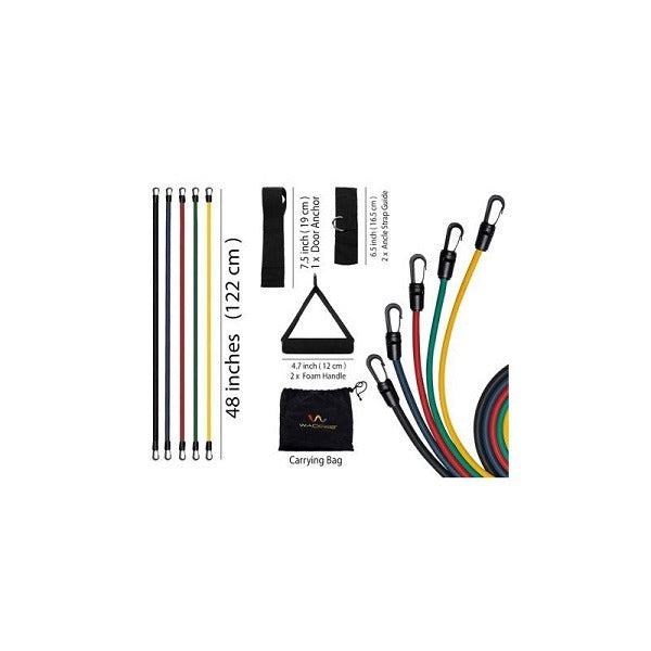 Resistance Band Set with Handles, Door Anchor & Ankle Straps | 5 Level Home Gym Resistance Tubes