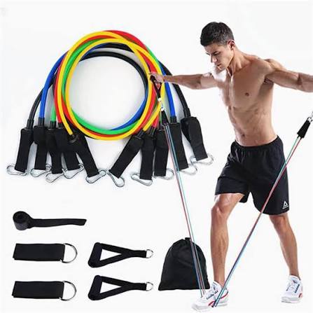 Resistance Band Set with Handles, Door Anchor & Ankle Straps | 5 Level Home Gym Resistance Tubes
